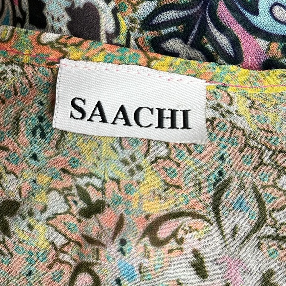 Saachi Floral Print Bell Ruffle Sleeve Sheer Ruana Kimono - Picture 7 of 11